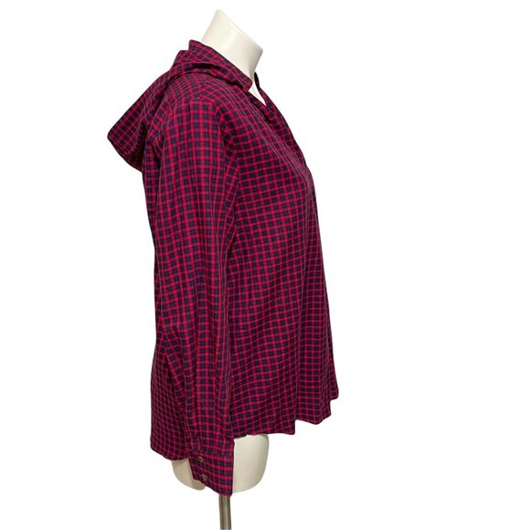 The Korner Small Red Blue Checkered Plaid Long Sleeve Hooded Top NEW WITH TAGS - Picture 4 of 8